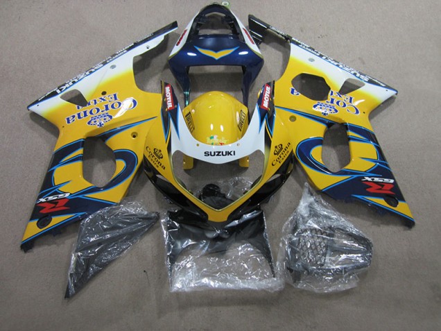 Amarillo Azul Corona Extra Carenado Moto Suzuki GSXR 1000 K1 2000-2002 Amarillo Azul Corona Extra Carenado Moto Suzuki GSXR 1000 K1 2000-2002