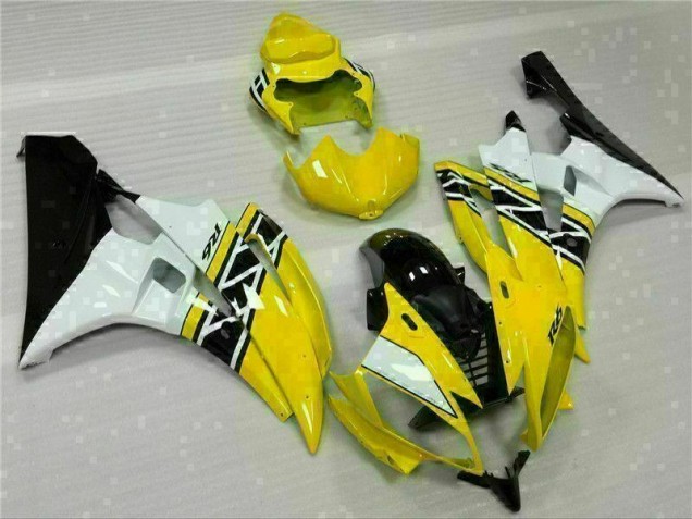 Amarillo Blanco Negro Moto Plástica Yamaha R6 2006-2007 Amarillo Blanco Negro Moto Plástica Yamaha R6 2006-2007