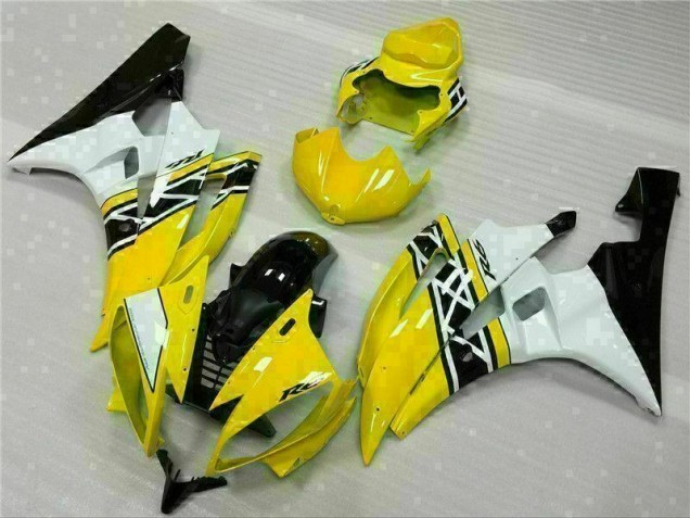 Amarillo Blanco Negro Moto Plástica Yamaha R6 2006-2007 Amarillo Blanco Negro Moto Plástica Yamaha R6 2006-2007
