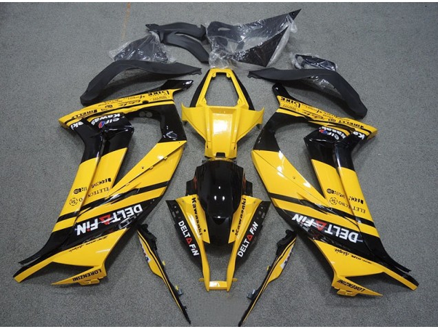 Amarillo Negro Delt Fin Carenado Moto Kawasaki ZX10R 2011-2015 Amarillo Negro Delt Fin Carenado Moto Kawasaki ZX10R 2011-2015