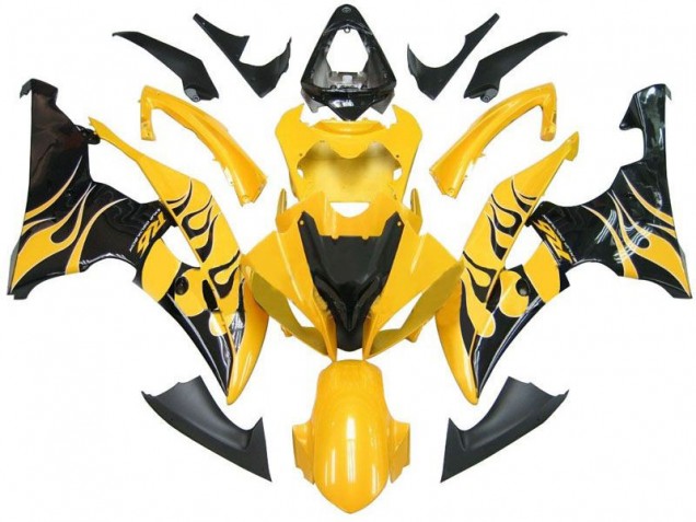 Amarillo Negro Llama R6 Carenado Moto Yamaha R6 2008-2016 Amarillo Negro Llama R6 Carenado Moto Yamaha R6 2008-2016