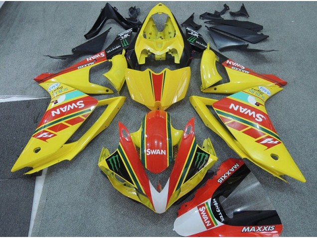 Amarillo Rojo Swan Carenado Moto Yamaha R1 2007-2008 Amarillo Rojo Swan Carenado Moto Yamaha R1 2007-2008