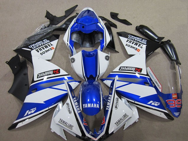 Azul Blanco ABS Moto Plástica Yamaha R1 2012-2014 Azul Blanco ABS Moto Plástica Yamaha R1 2012-2014