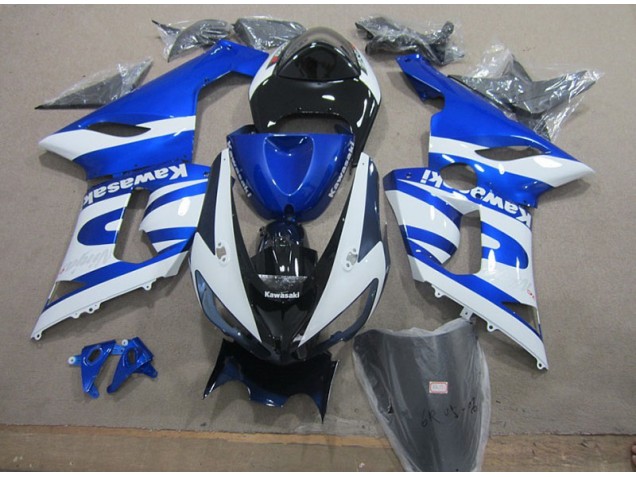 Azul Blanco Carrocería Motocicletas Kawasaki ZX6R 2005-2006 Azul Blanco Carrocería Motocicletas Kawasaki ZX6R 2005-2006