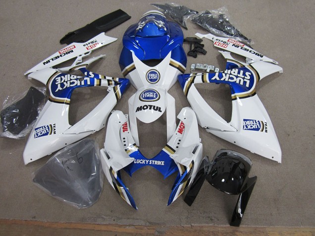 Azul Blanco Lucky Strike Motul Carenado Moto Suzuki GSXR 750 K6 2006-2007 Azul Blanco Lucky Strike Motul Carenado Moto Suzuki GSXR 750 K6 2006-2007