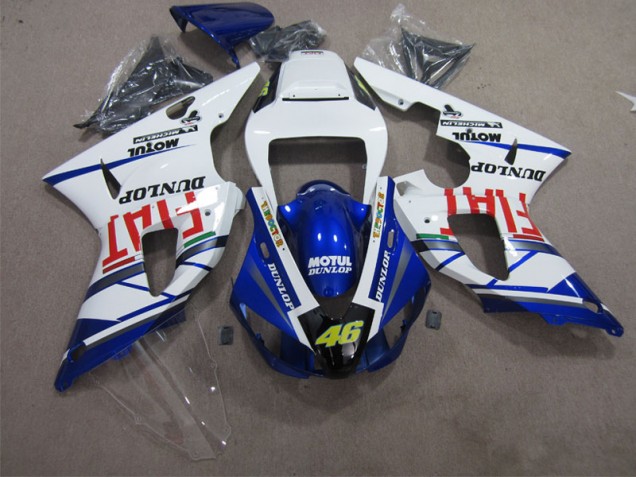Azul Blanco Motul Dunlop 46 Carenado Moto Yamaha R1 1998-1999 Azul Blanco Motul Dunlop 46 Carenado Moto Yamaha R1 1998-1999
