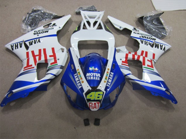 Azul Blanco Motul Fiat 46 Carenado Moto Yamaha R1 1998-1999 Azul Blanco Motul Fiat 46 Carenado Moto Yamaha R1 1998-1999