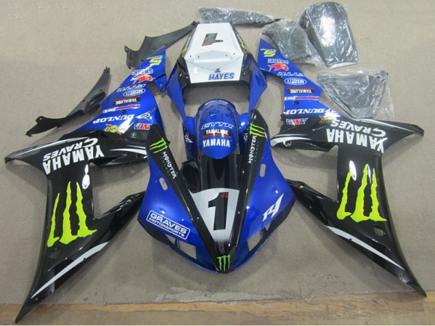 Azul Negro Graves 1 Carenado Moto Yamaha R1 2002-2003 Azul Negro Graves 1 Carenado Moto Yamaha R1 2002-2003