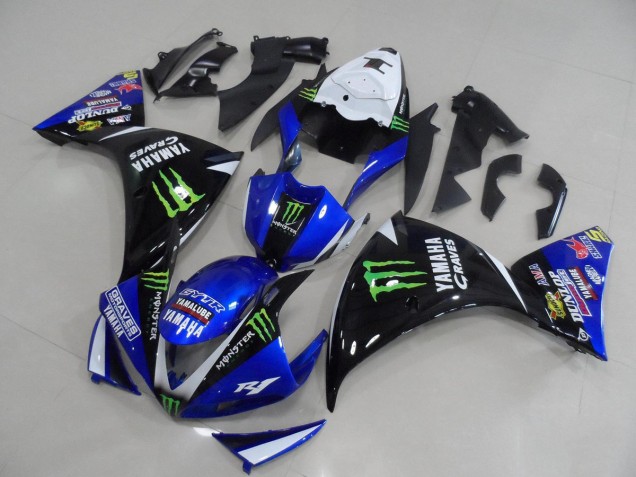 Azul Negro Monster Kit ABS Carenado Motocicleta Yamaha R1 2012-2014 Azul Negro Monster Kit ABS Carenado Motocicleta Yamaha R1 2012-2014