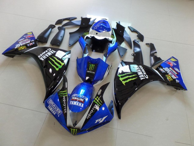 Azul Negro Monster Kit Carenado ABS Completo Yamaha R1 2012-2014 Azul Negro Monster Kit Carenado ABS Completo Yamaha R1 2012-2014
