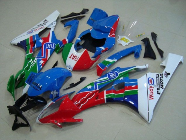 Azul Rojo Blanco Verde Carenado Moto Yamaha R6 2006-2007