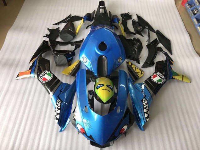 Azul Tiburón Carenado Moto Yamaha R1 2015-2019 Azul Tiburón Carenado Moto Yamaha R1 2015-2019