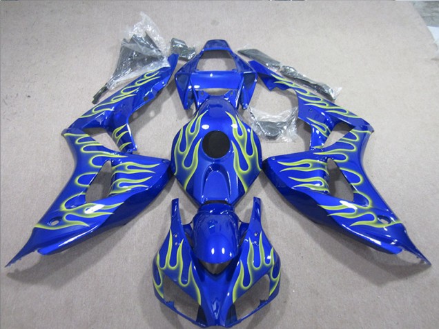 Azul Verde Llama Carenado Moto Honda CBR 1000 RR 2006-2007 Azul Verde Llama Carenado Moto Honda CBR 1000 RR 2006-2007