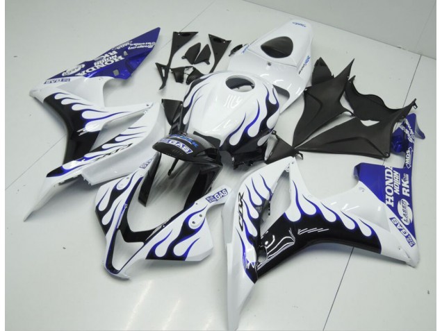 Blanco Azul Llama Carenado Moto Honda CBR 600 RR 2007-2008 Blanco Azul Llama Carenado Moto Honda CBR 600 RR 2007-2008
