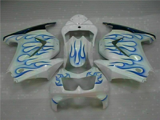Blanco Azul Llama Carenado Moto Kawasaki EX250 2008-2012 Blanco Azul Llama Carenado Moto Kawasaki EX250 2008-2012