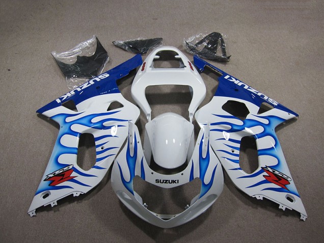 Blanco Azul Llama Carenado Moto Suzuki GSXR 750 K1 K2 K3 2001-2003 Blanco Azul Llama Carenado Moto Suzuki GSXR 750 K1 K2 K3 2001-2003