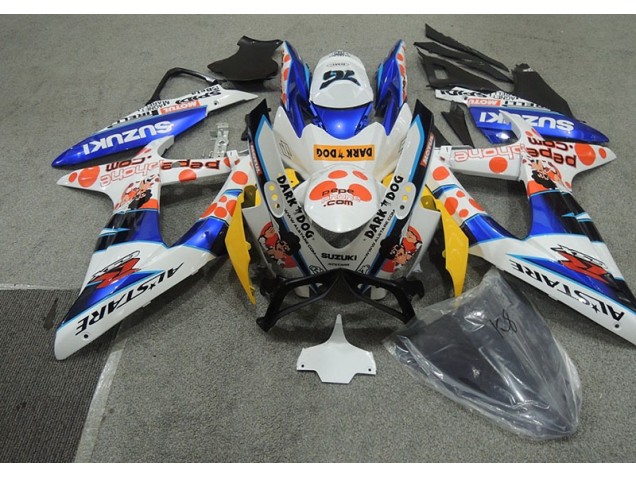 Blanco Azul Oscuro Dog Carenado Moto Suzuki GSXR 600 K8 2008-2010 Blanco Azul Oscuro Dog Carenado Moto Suzuki GSXR 600 K8 2008-2010
