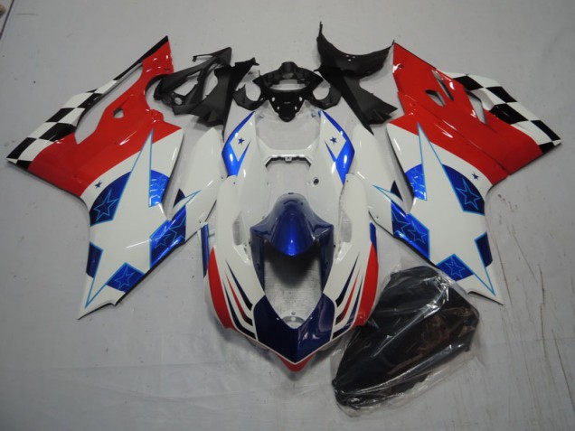 Blanco Azul Rojo Carenado Moto Ducati 1199 2011-2014