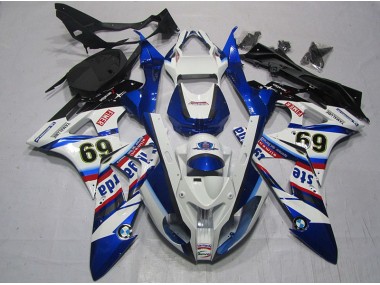 Blanco Azul Sterilgarda 69 Carenado Moto BMW S1000RR 2009-2014