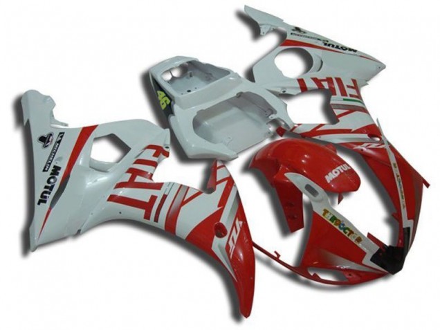 Blanco Motul Rojo Fiat Carenado Moto Yamaha R6 2003-2005 Blanco Motul Rojo Fiat Carenado Moto Yamaha R6 2003-2005