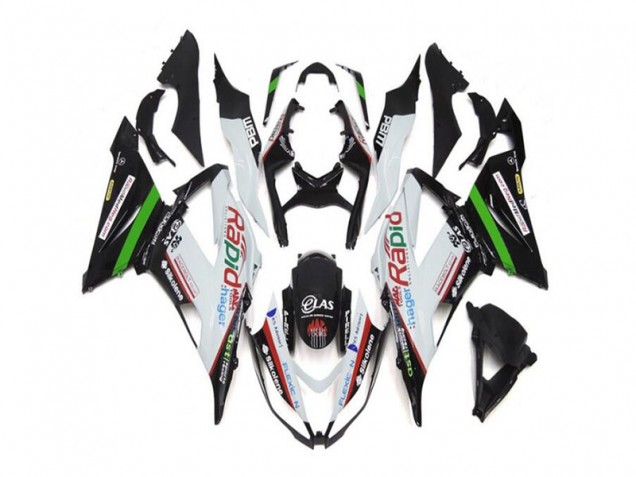 Blanco Negro ABS Kits Carenado Moto Kawasaki ZX6R 2013-2018 Blanco Negro ABS Kits Carenado Moto Kawasaki ZX6R 2013-2018