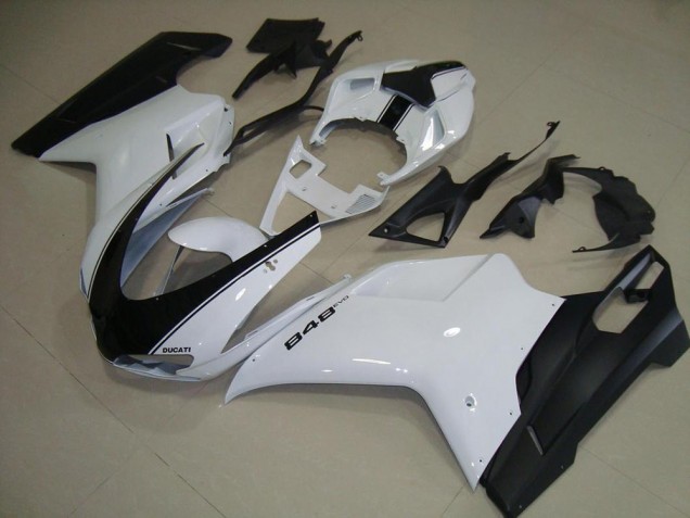 Blanco Negro Mate Carenado Moto Ducati 848 1098 1198 2007-2014