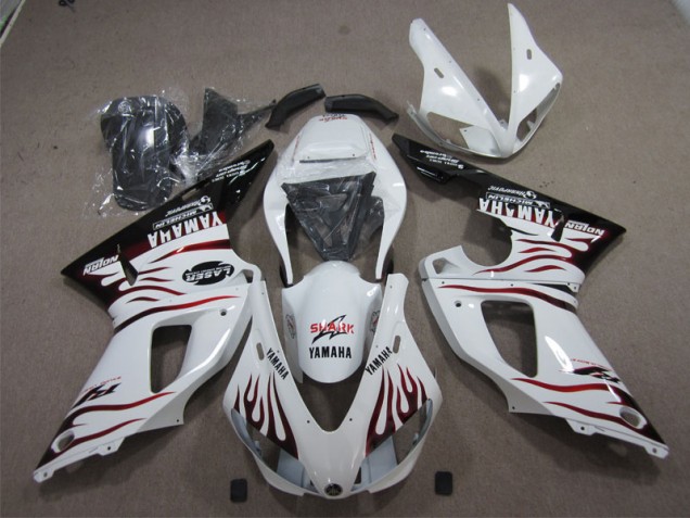 Blanco Negro Rojo Tiburón Carenado Moto Yamaha R1 2009-2011 Blanco Negro Rojo Tiburón Carenado Moto Yamaha R1 2009-2011