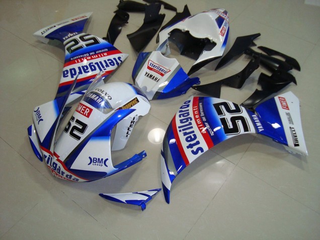 Blanco Negro Sterilgarda Carenado Moto Yamaha R1 2009-2011 Blanco Negro Sterilgarda Carenado Moto Yamaha R1 2009-2011