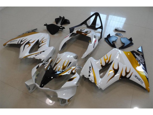 Blanco Oro Llama Carenado Moto Honda VFR 800 2002-2013 Blanco Oro Llama Carenado Moto Honda VFR 800 2002-2013