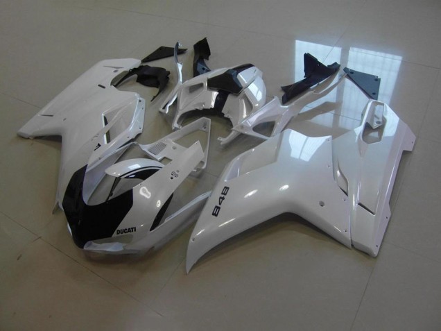 Blanco Perla Negro Raya Carenado Moto Ducati 848 1098 1198 2007-2014 Blanco Perla Negro Raya Carenado Moto Ducati 848 1098 1198 2007-2014