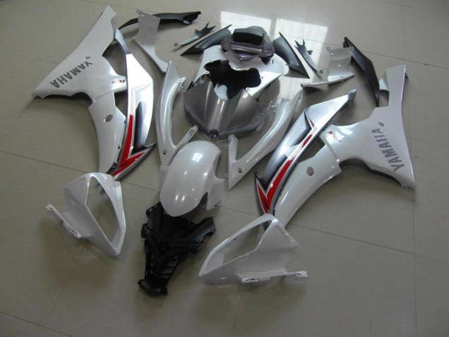 Blanco Perla Plata Carenado Moto Yamaha R6 2008-2016 Blanco Perla Plata Carenado Moto Yamaha R6 2008-2016