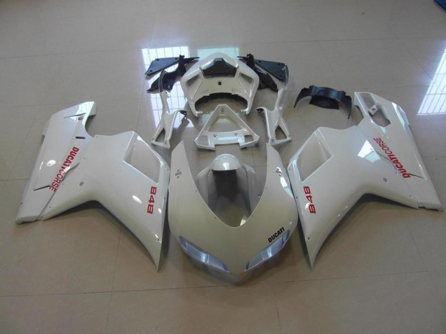 Blanco Perla Rojo Calcomanías Carenado Moto Ducati 848 1098 1198 2007-2014 Blanco Perla Rojo Calcomanías Carenado Moto Ducati 848 1098 1198 2007-2014