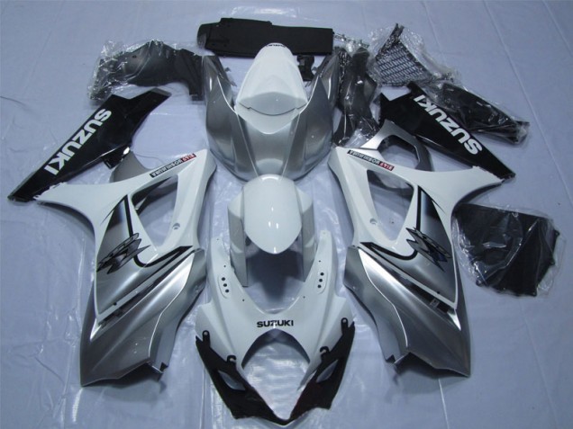 Blanco Plata Negro Carenado Moto & Plástico Suzuki GSXR 1000 K7 2007-2008 Blanco Plata Negro Carenado Moto & Plástico Suzuki GSXR 1000 K7 2007-2008