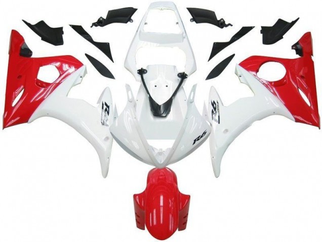 Blanco Rojo Carenado Moto Yamaha R6 2003-2005 Blanco Rojo Carenado Moto Yamaha R6 2003-2005
