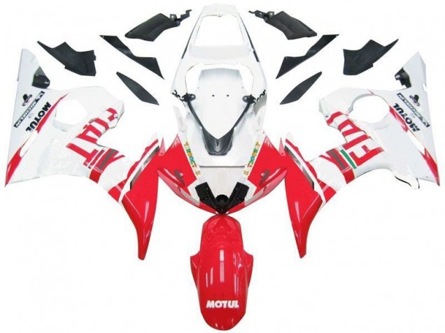 Blanco Rojo Fiat Carenado Moto Yamaha R6 2003-2005 Blanco Rojo Fiat Carenado Moto Yamaha R6 2003-2005