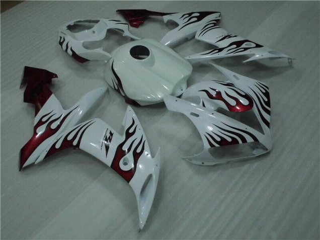Blanco Rojo Llama Carenado Moto Yamaha R1 2004-2006 Blanco Rojo Llama Carenado Moto Yamaha R1 2004-2006