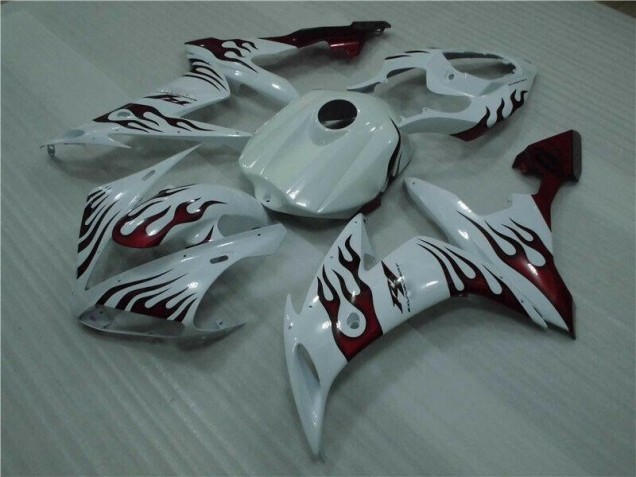 Blanco Rojo Llama Carenado Moto Yamaha R1 2004-2006 Blanco Rojo Llama Carenado Moto Yamaha R1 2004-2006