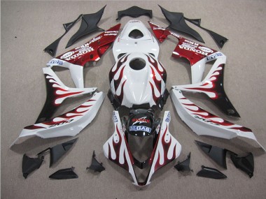 Blanco Rojo Llama Tiburón Carenado Moto Honda CBR 600 RR 2007-2008