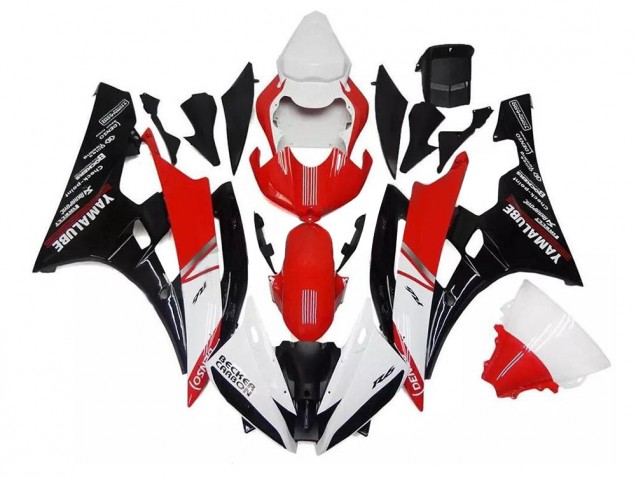 Blanco Rojo Negro Plástica Moto Yamaha R6 2006-2007 Blanco Rojo Negro Plástica Moto Yamaha R6 2006-2007