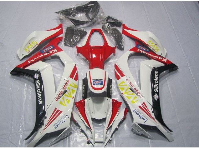 Blanco Rojo Silkolene Carenado Moto Kawasaki ZX10R 2011-2015 Blanco Rojo Silkolene Carenado Moto Kawasaki ZX10R 2011-2015