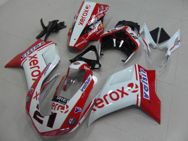 Blanco Rojo Xerox Kit ABS Carenado Motocicleta Ducati 848 1098 1198 2007-2014 Blanco Rojo Xerox Kit ABS Carenado Motocicleta Ducati 848 1098 1198 2007-2014