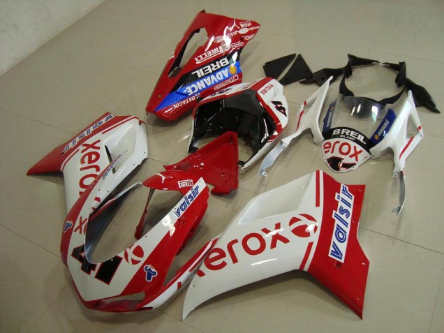 Blanco Rojo Xerox Kit Carenado ABS Completo Ducati 848 1098 1198 2007-2014 Blanco Rojo Xerox Kit Carenado ABS Completo Ducati 848 1098 1198 2007-2014