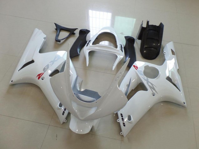 Blanco con Plata Calcomanías Carenado Moto Kawasaki ZX6R 2003-2004 Blanco con Plata Calcomanías Carenado Moto Kawasaki ZX6R 2003-2004