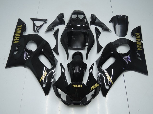Brillante Negro Oro Pegatinas Carenado Moto Yamaha R6 1998-2002