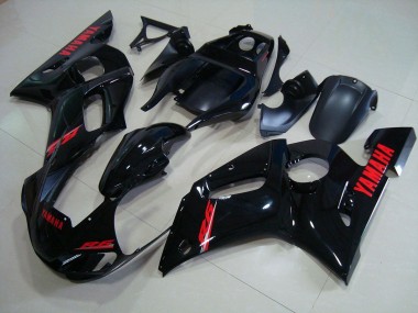 Brillante Negro Rojo Calcomanías Kits Completo Carenado Moto Yamaha R6 1998-2002