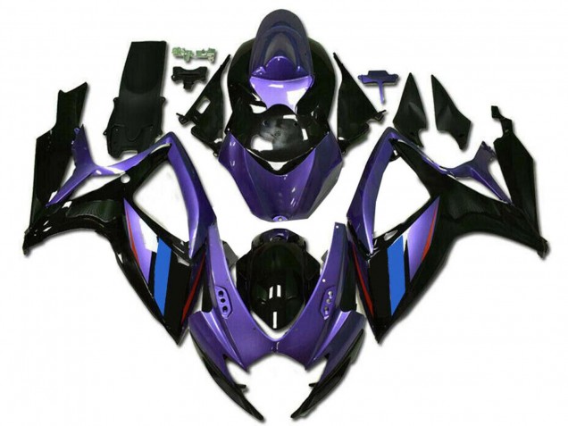 Carenados Moto Suzuki GSXR 600/750 2006-2007 - Púrpura Azul Negro Brillante Raya
