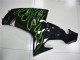 Carenados Moto Kawasaki ZX10R 2006-2007 - Negro Brillante Verde Llama