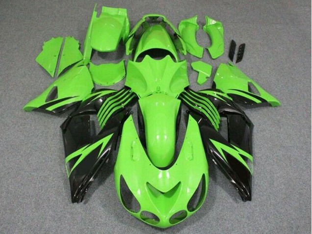 Carenado Moto Kawasaki ZX14R ZZR1400 2006-2011 - Verde Negro Brillante