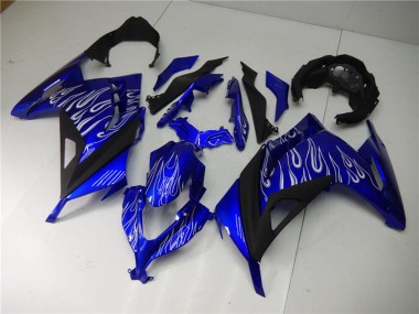 Carenados Moto Kawasaki Ninja 300 EX300R 2013-2024 - Azul Negro Blanco Llama