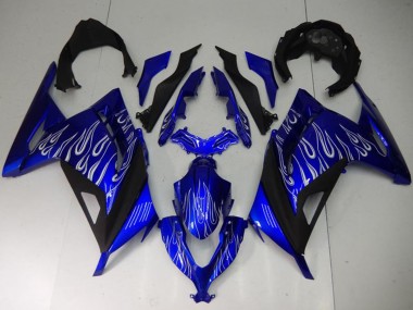 Carenados Moto Kawasaki Ninja 300 EX300R 2013-2024 - Azul Negro Blanco Llama
